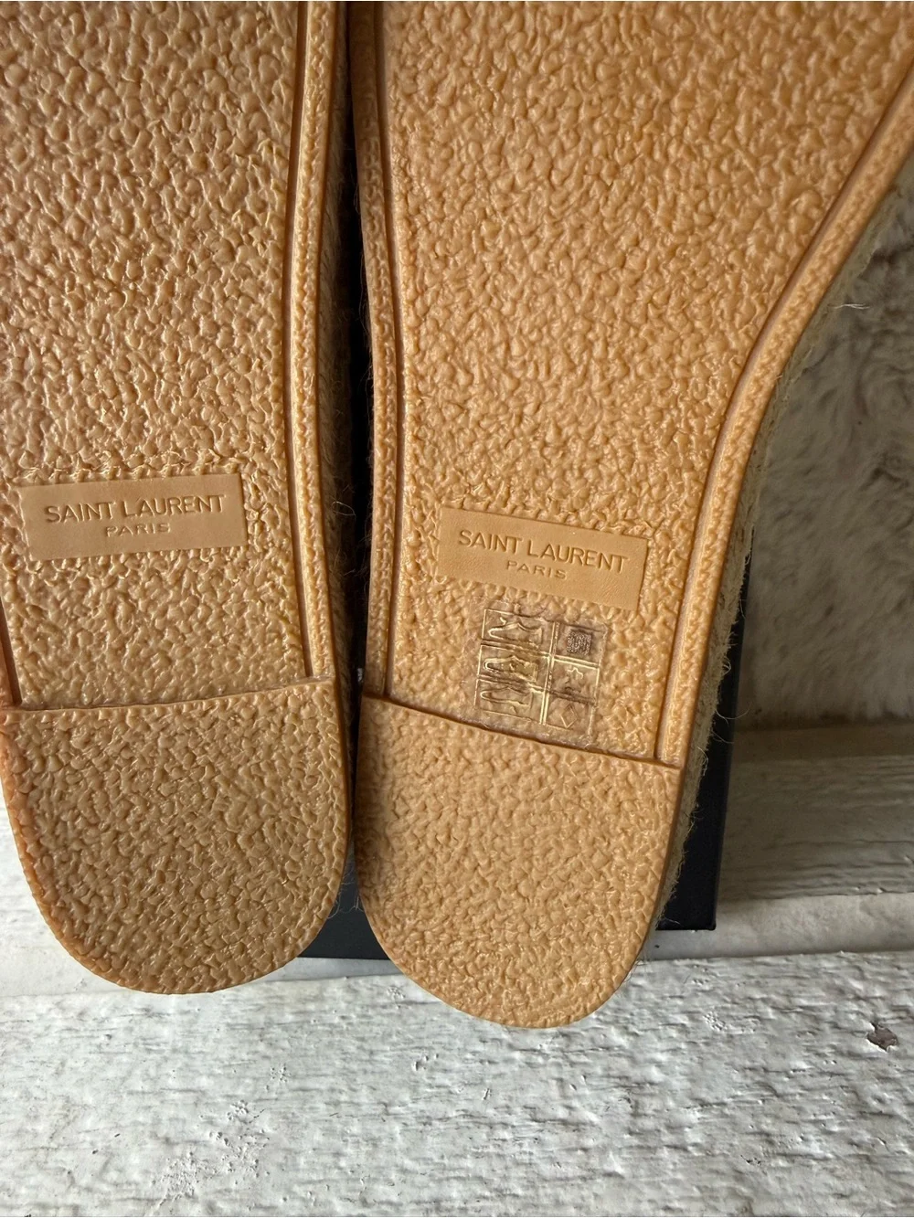 NEW | SAINT LAURENT Canvas Elba Logo Embroidered Espadrilles 39 Panna Flats